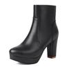British Platform Ankle Boots Women Red Brown Pinked Microfiber High High Chunky Heel Winter Dress Office Lady Zipper Short Boots