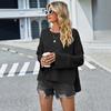 Autumn and Winter Women's Sweater Solid Color Round Neck Knit Loose Flared Sleeve Pullover Sweater
