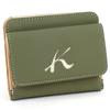Kitamura Damen Leder Bifold Geldbörse mit einzigartiger Textur, Khaki-Elfenbein Nähte, PH0539, Grün, 33915