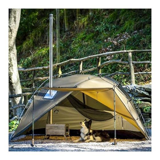 POMOLY Dune Solo Tent & MOK Pro S1 High Back Chair Solo Camping Set, Lightweight Wood Stove Compatible Dome Tent + Load Capacity 200kg Large Folding