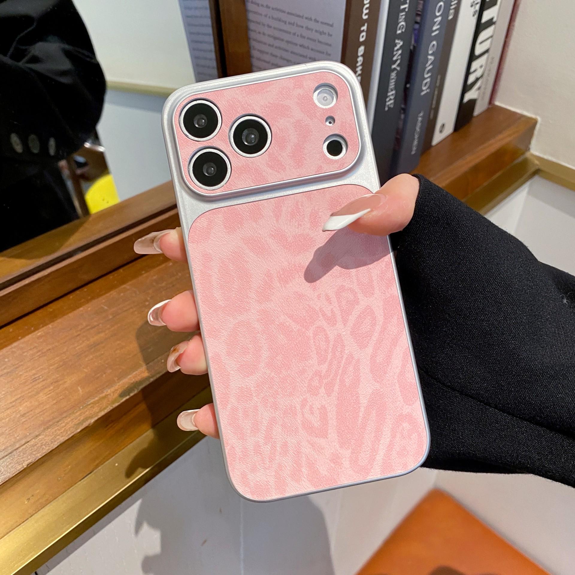 Leopard Print Leather Wrap Full Coverage Case for iPhone 16/Apple 17 Pro Max 14 розовый