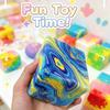 Cube Slow Rising Squeeze Toy, Maltose Texture Stress Relief Fidget, Soft Chewy Sensory Desk Decor with Gradient Tie-Dye, Portable Anxiety Relief Toy