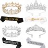 Party Royal Crown med skärp för män Kvinnor Födelsedag King Rhinestone Crown Shoulder Wrap Set Kvällsfestrekvisita tillbehör