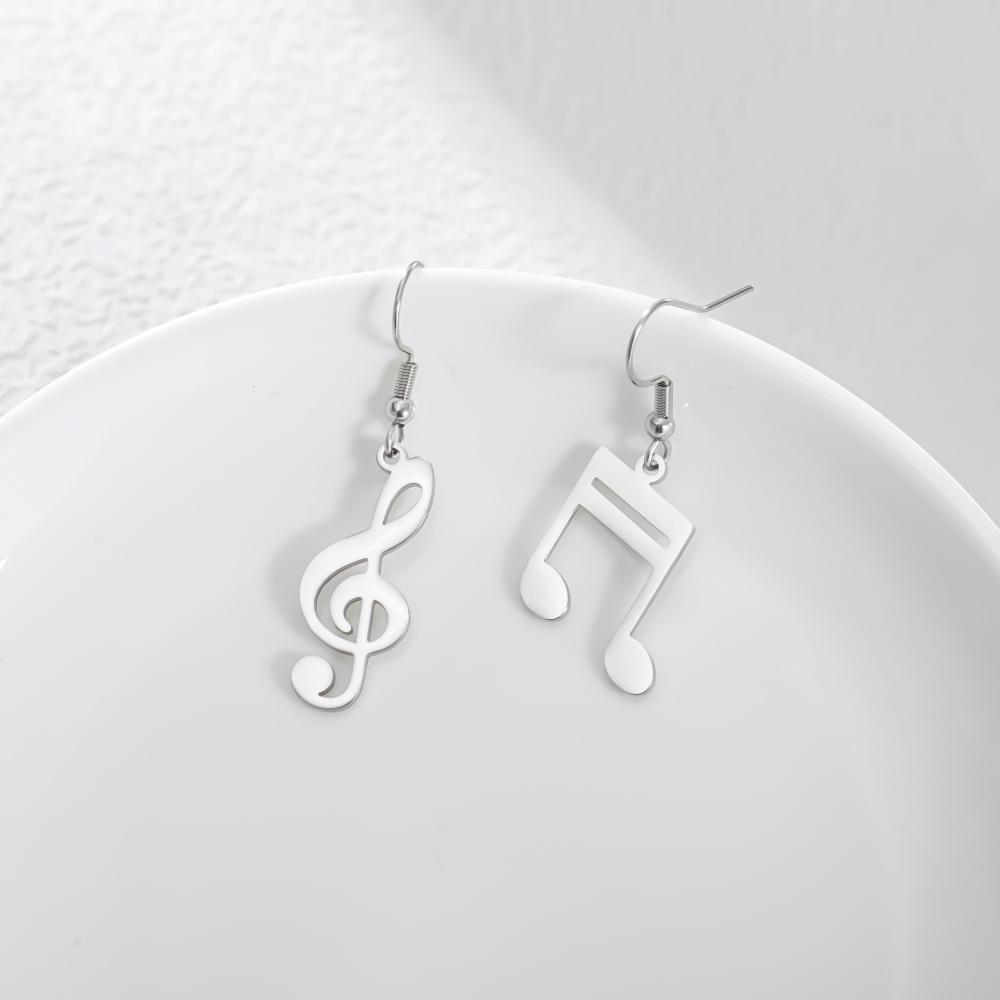 Music Note Drop Earrings for Women Asymmetric Music Symbol Stainless Steel Dangle Earring Jewelry Musican Music Lovers Gifts