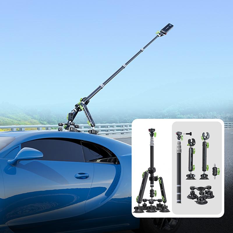 For Insta 360 Quick Release Telescopic Selfie Stick Pole 360 Camera Triple Suction Cup Mount Car Holder PMH-TS