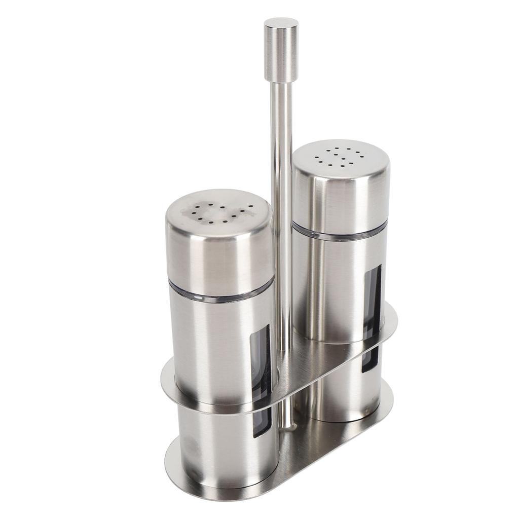 2PCS Salt and Pepper Shakers Set 304 Stainless Steel Sugar Spice Seasoning Bottle with Base Stand