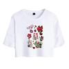 Tricou cu mânecă scurtă cu mânecă scurtă și cu gât rotund, cu imprimeu animat, elegant Hazbin Hotel, crop topuri sălbatice, casual, pentru vară