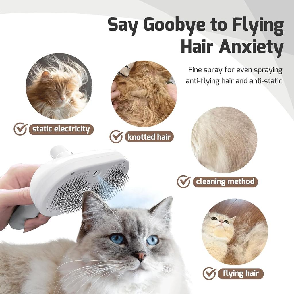 1-4PCS USB Rechargeable Pet Grooming Brush Spray Comb for Cats Dogs Hair Shedding Removal Detangling Water Mist Tool