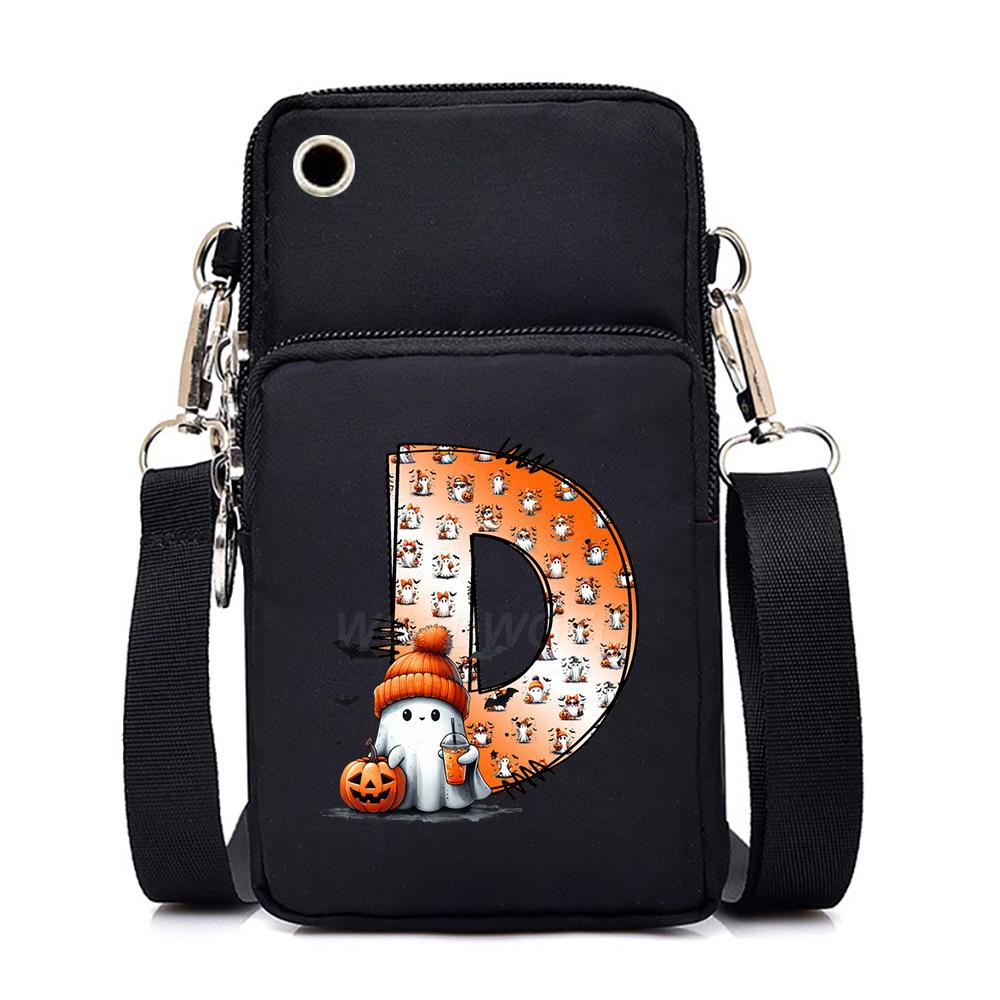 Halloween letter printing trend mobile phone bag vertical square black messenger bag change bag