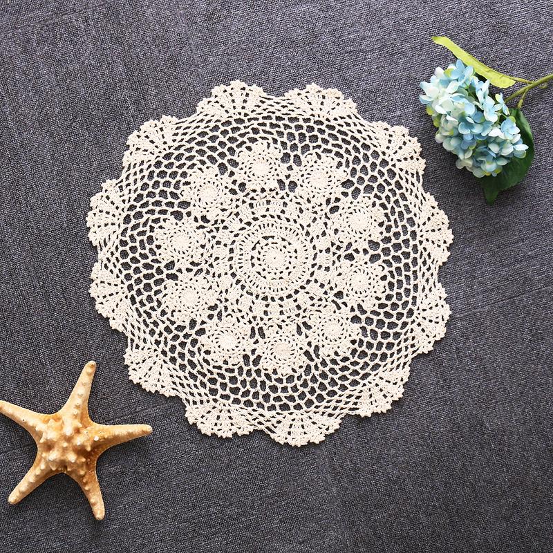 1PC Round Tablecloth Doily Table Cloth Crochet Lace Cotton Cover Mat Banquet Wedding Decoration