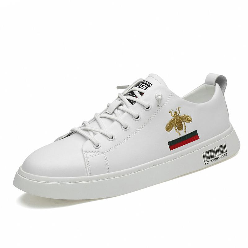 Leather low-top bee board shoes inner height increase summer breathable sports and leisure shoes