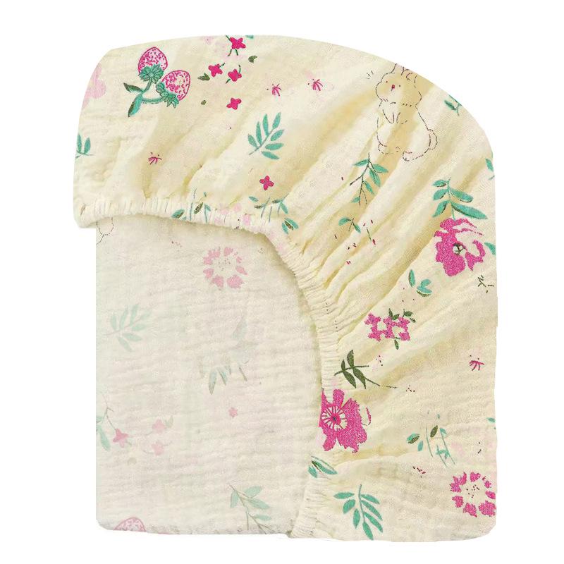 Baby Pure Cotton Double Layer Gauze Crinkle Fitted Sheet Bed Cover