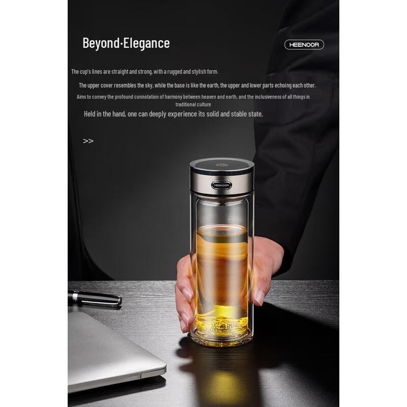 HEENOOR Double-Walled Glass Water Bottle