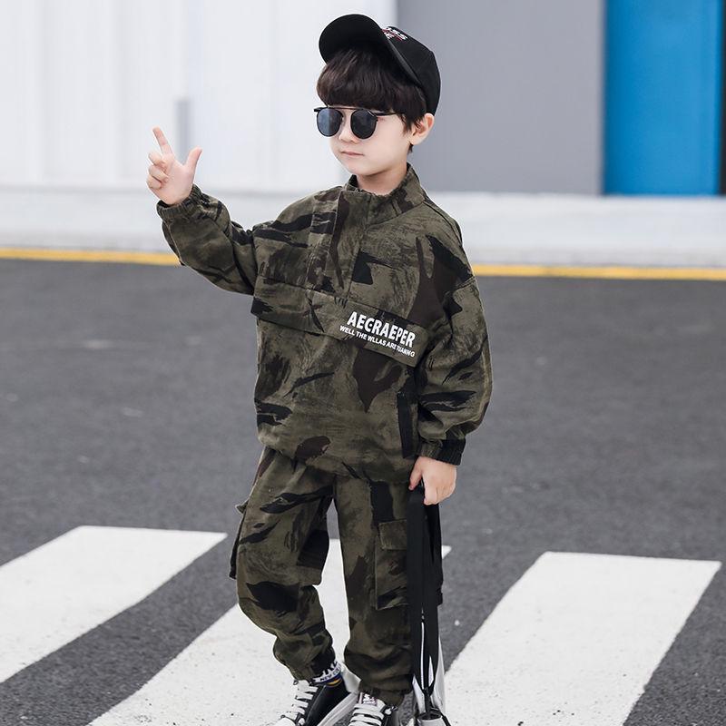 

Комплект из двух предметов с камуфляжным принтом для мальчиков с длинным рукавом - Мода весна/осень 2025 Approx. 90cm for size 100