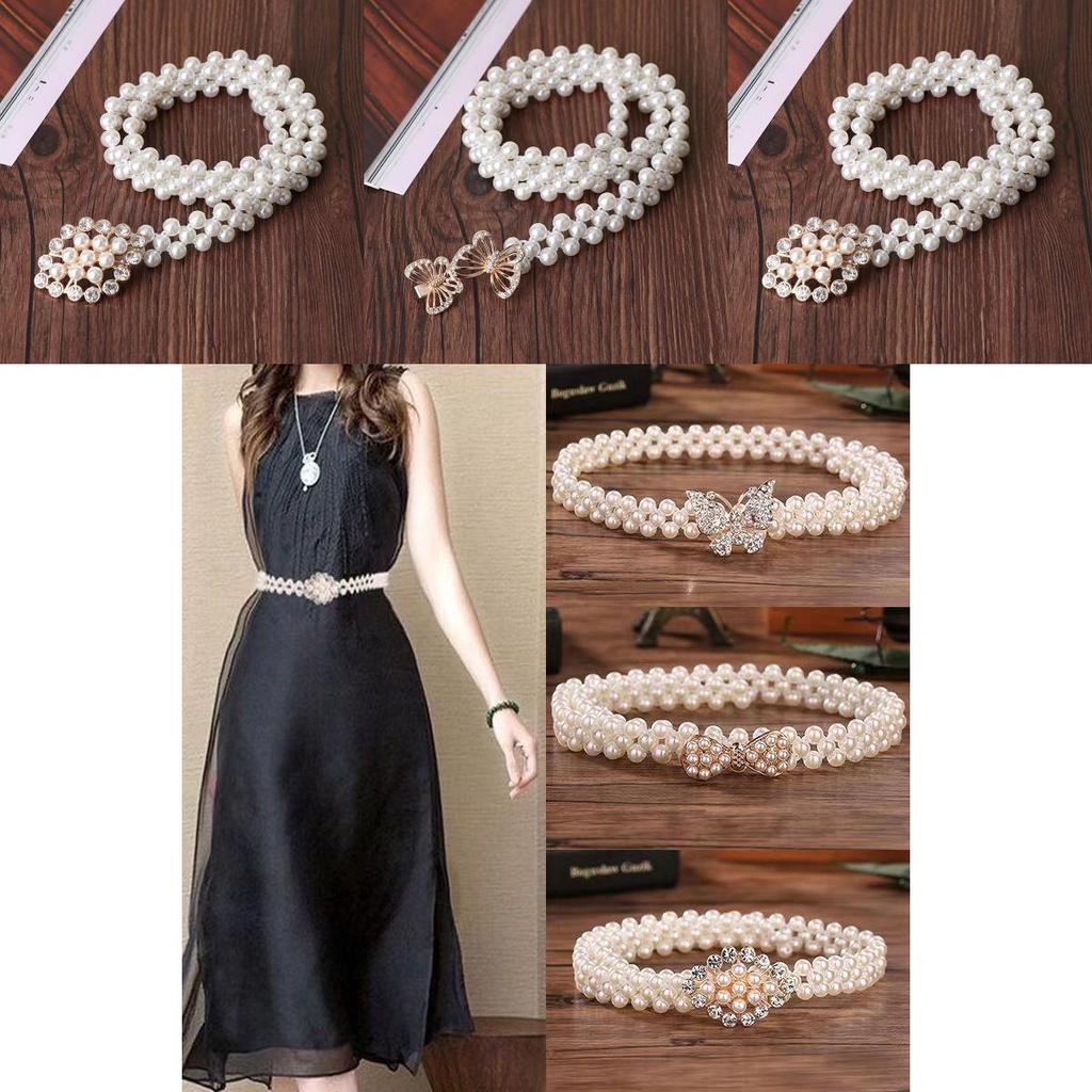 Elegant Pearl Waist Chain For Women With Adjustable Elastic Belt For Summer Fashion Accessory