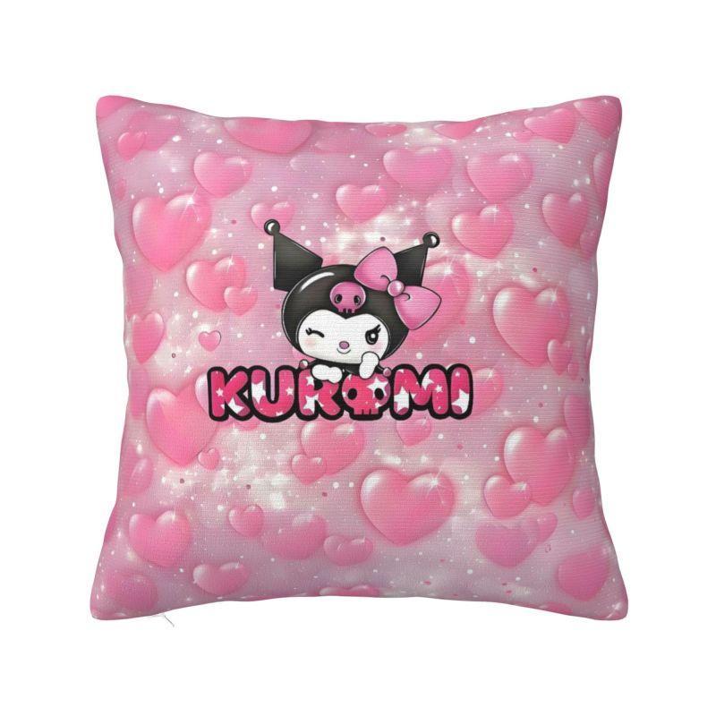 Custom Modern Cute Sanrio Kuromi Anime Cushion Cover Velvet Kawaii Cartoon Pillow Case Home Decor