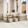 VidaXL 13-piece Garden Sofa Set with Cushions Beige Poly Rattan Acacia, Garden Dining Set 3361661