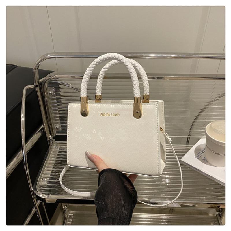 Modische und Retro-Handtasche, Trendige Einzel-Schulter-Crossbody-Tasche weiß