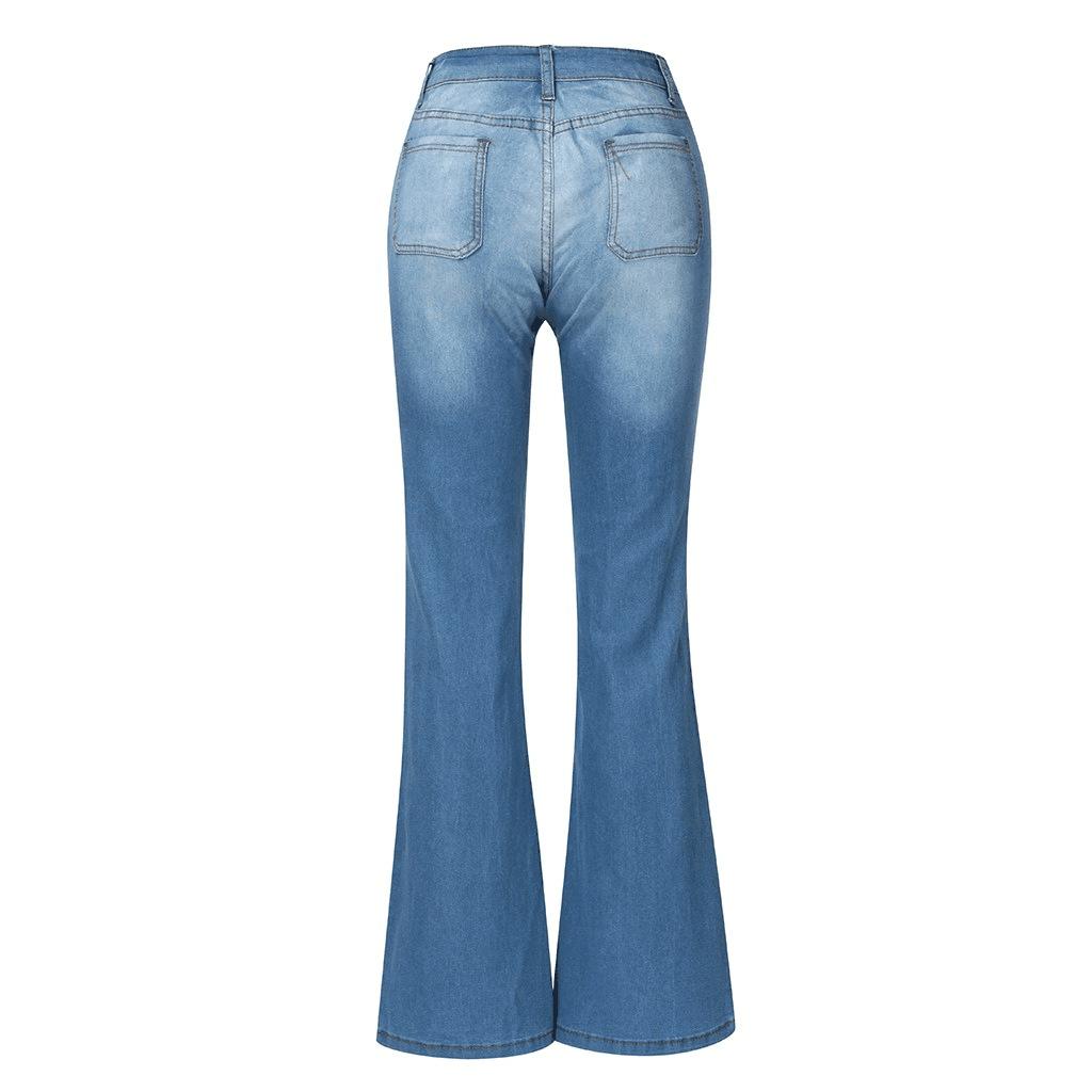 Ribbed Flared Trousers High Elastic Ladies Jeans Fashion New Casual Jeans
