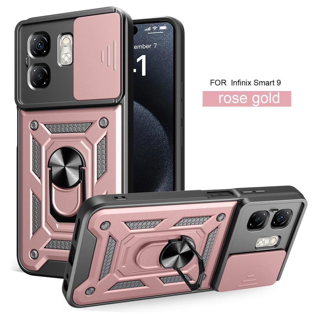 For Infinix Smart 9 Case Infinix Hot 40i Cover Smart9 HD Magnetic Ring Holder Armor Phone Case Slide Camera Protect Back Cover