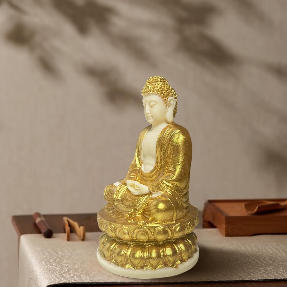 YUYAKESHI Buddha Statue, Seated Buddha Statue, Amulet, Good Luck, Feng Shui, Buddha Statue, Coconut Fruit, Lotus Pedestal, Buddhist Altar Ornament,