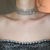 Simple Crystal Hollow Necklace Rhinestone Sparkling Collar Chain  Women