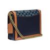 Coach Hutton Floral Print Chain Canvas And Leather Shoulder Bag Women Shoulder Bag Denim-Blue Brown 3696-B4RA3