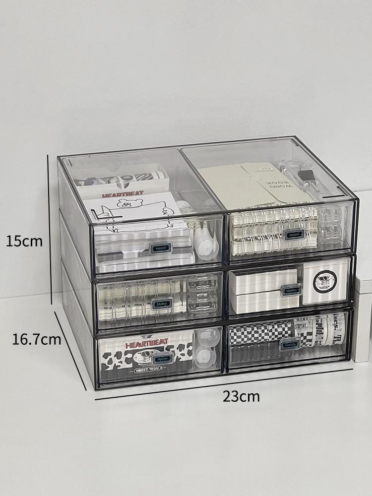Desktop Storage Box Organizer Drawer-type Transparent Dormitory Study Table Stationery Storage Box Acrylic Desk Pen Book Rack