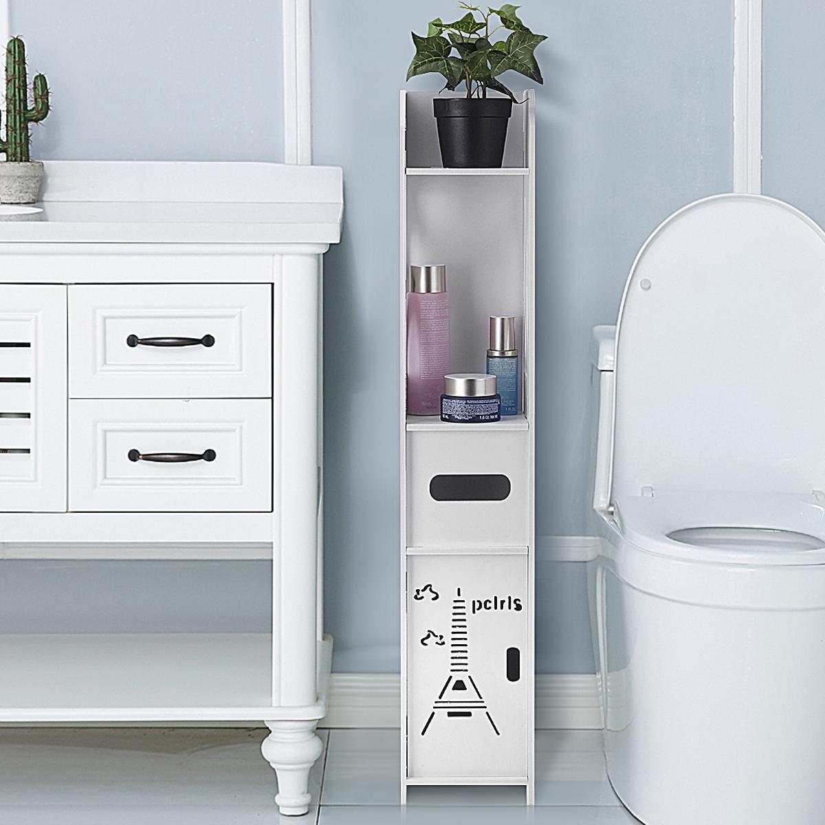 

Шкаф для хранения туалета в ванной, органайзер, водонепроницаемый белый шкаф, деревянная полка, тонкая полка, стоячая полка, полка для мелочей, держатель шкафа для спальни