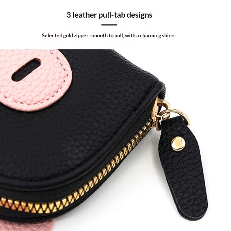 PU Leather Cartoon Pig Multi Card Slot Holder Zipper Coin Purse Soft Touch Clip Wallet for Women Kids Party Use