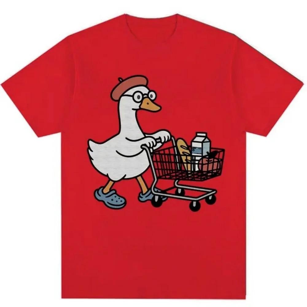 Fun Silly Goose Shopping Cute Goose Lovers Summer Unisex Loose Casual Short Sleeve Women And Unisex Comfortable TShirt
