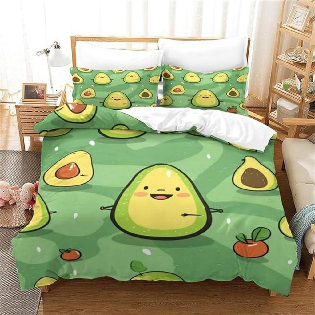 Avocado Duvet Cover Bedding Set, Green, Soft Bedding Set 2Pcs With Pillowcases 75*50Cmand Zipper, For Teenagers Girls Bedroom