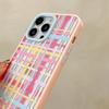 Colorful Plaid Contrast Color Suitable for IPhone16 Mobile Phone Case Apple 15 Protective Case 14pro Acrylic 13 Soft Edge