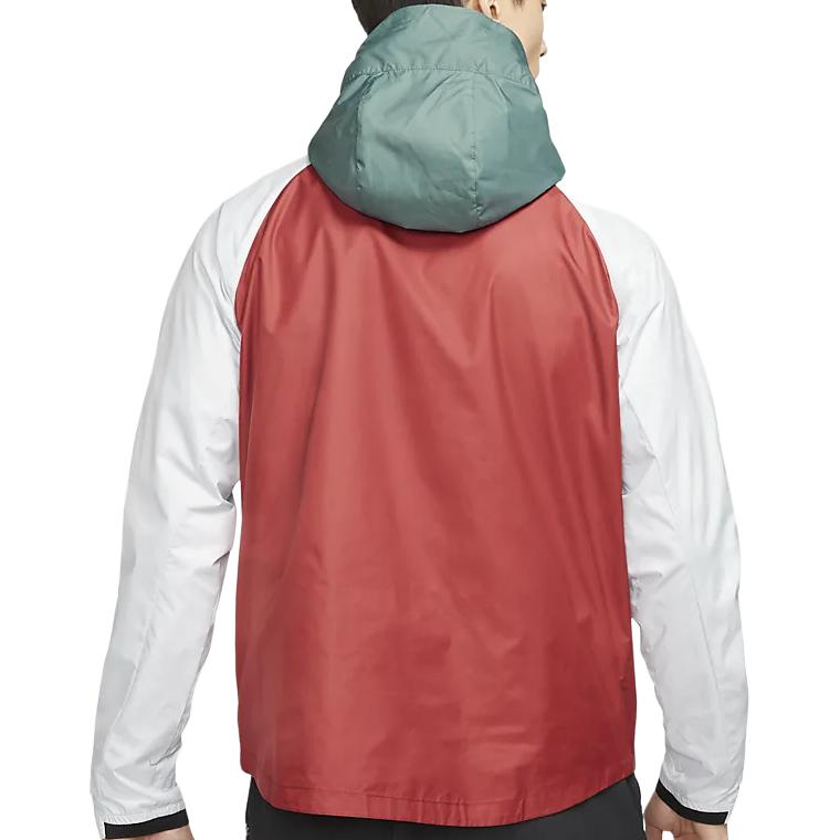Nike Spliced Hooded Logo Print Jacket Men Outerwear Spearleaf-Green CZ9055-387