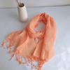 Wuyin Same Linen Solid Color Scarf, Hemp Gray Spun Linen Scarf, Fashionable Fringed Silk Scarf.