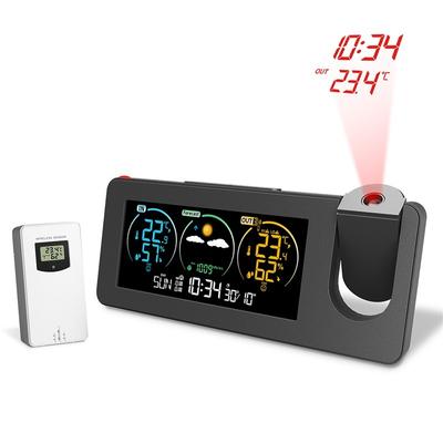 Außen-/Innen-Wetterstation Thermometer Elektronische Projektions-Wettervorhersage Temperatur und Luftfeuchtigkeit Digitaler Wecker