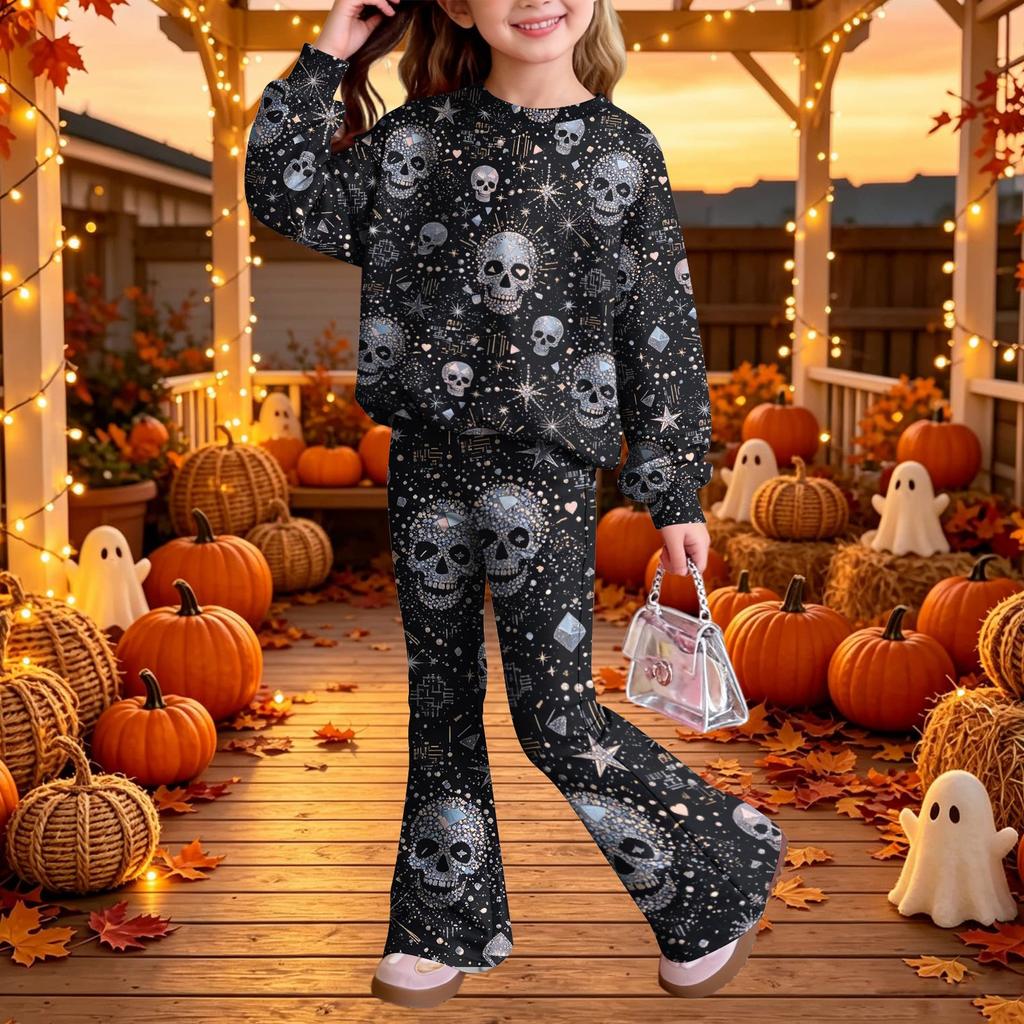 Kids Casual Long Sleeve Top and Pants Two-Piece Matching Outfit Set