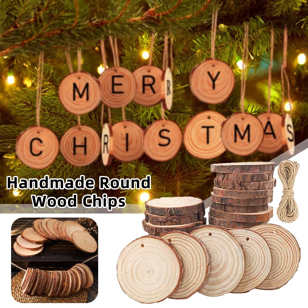 30pcs/set 5-6cm Round Wooden Pieces, Wood Slices, DIY Art Craft Accessories, Christmas Party, Wedding Decoration, DIY Crafts
