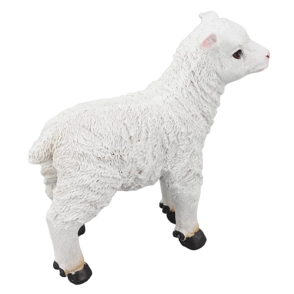 Schafstatue Handgefertigt Lebensechte Lammform Figur Harz Gartenskulptur für Innen- und Außendekoration