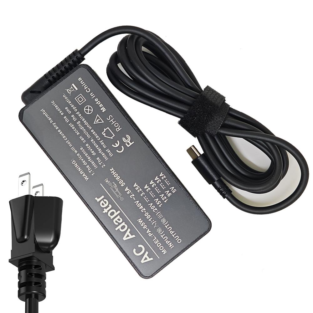 65W 20V 3.25A USB Type-C AC Laptop Power Adapter Charger For Thinkpad X1 Carbon Yoga X270 X280 T580 P51 P52s E480 E470