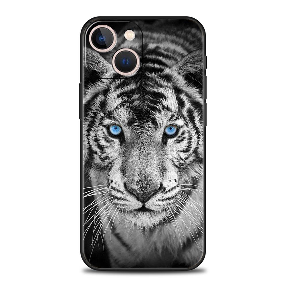 Animal Lion Wolf Tiger Phone Case For iPhone 17 16 15 Pro Max 11 12 13 14 7 8 Plus SE 2020 X XR XS Cover Soft Black