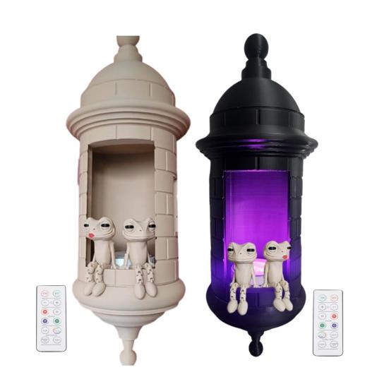 1/2Pcs Puerto Rican Garita Wall Coqui Lamp Battery Powered 3D Printed Frog Bedroom Living Room Outdoor Garden Wall Mount LED Light