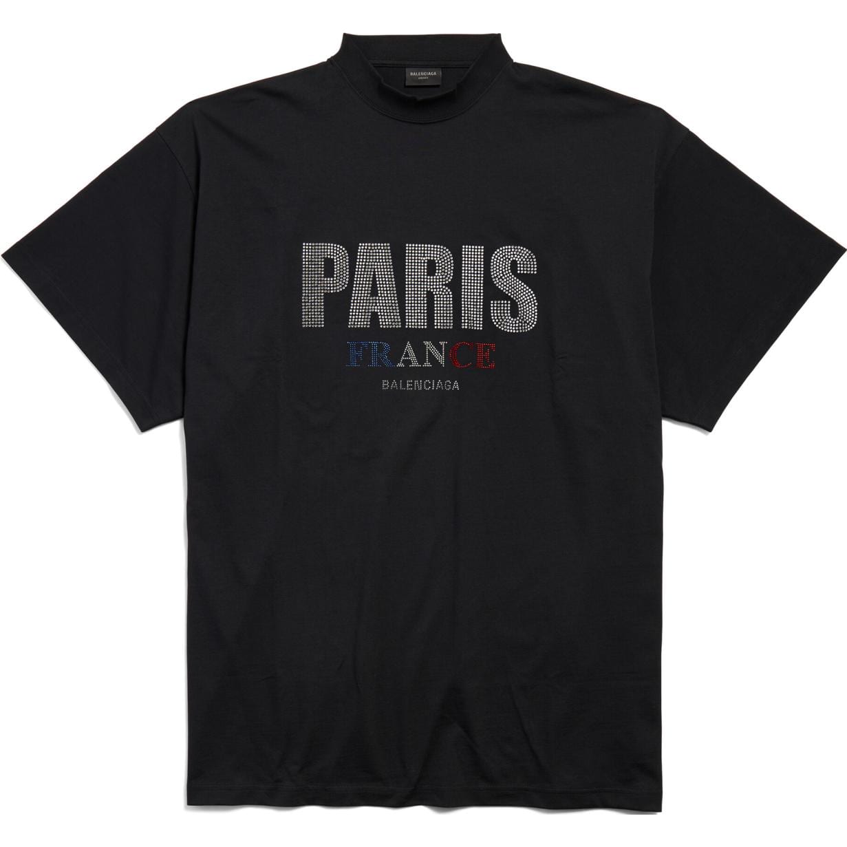 Balenciaga Logo Embellished Mockneck T Shirt