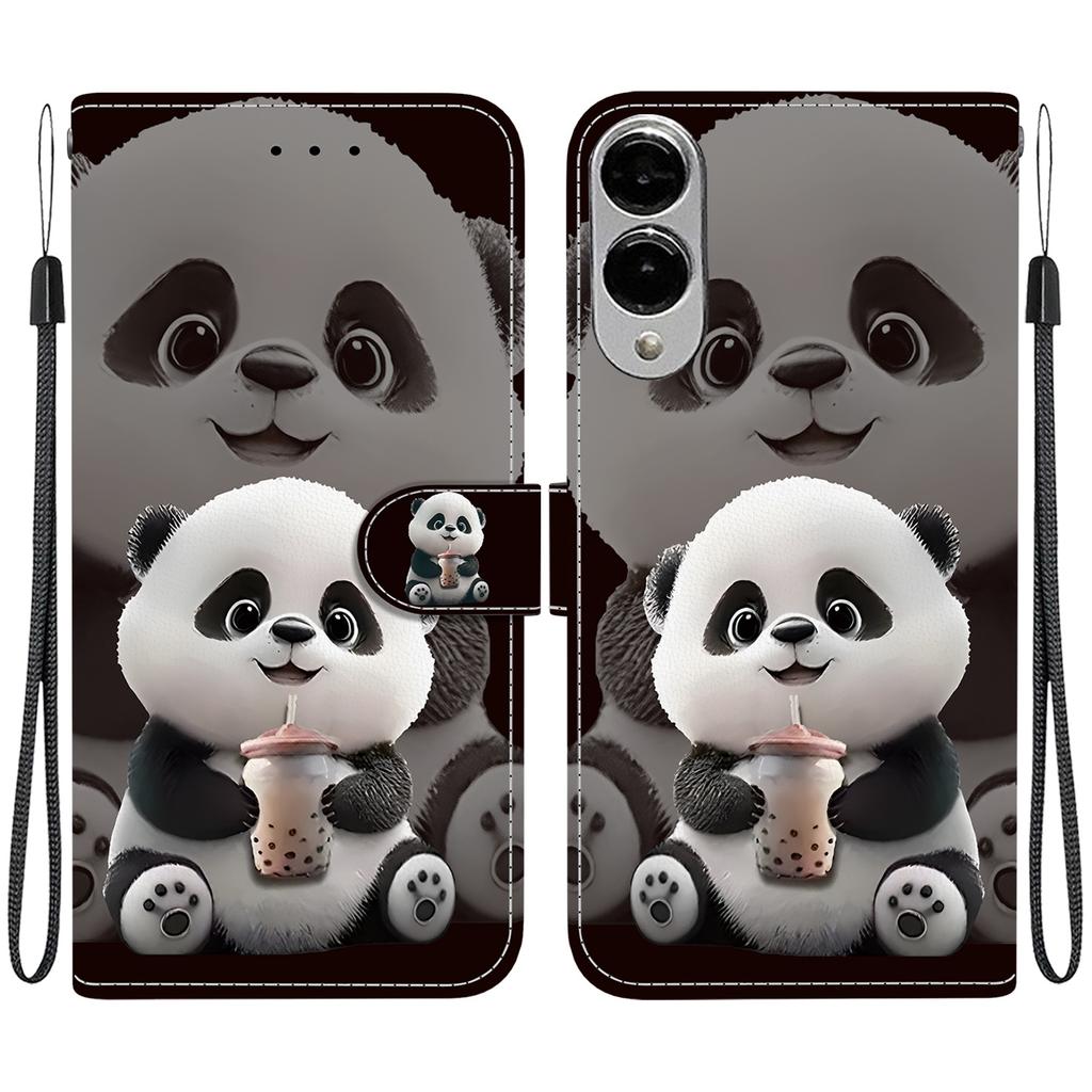 For Samsung Galaxy S25 Edge Leather Case Stand Wallet Pattern Printing Phone Cover with Wrist Strap