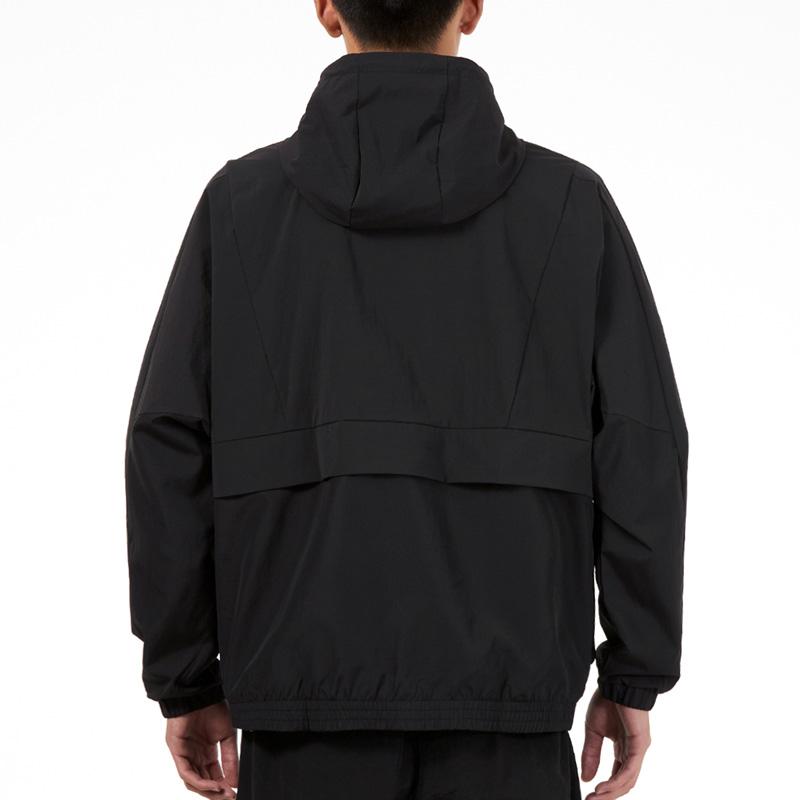 Adidas Unifarbene Jacke mit Logo-Print für Herren, lässig mit Kapuze, Oberbekleidung, Schwarz H40211