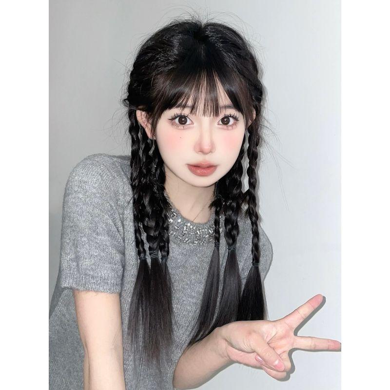 

Miu Серый круглый воротник Алмазный Милый Маленький Короткий рукав Grey S [Recommendation 70/45.00kg]]