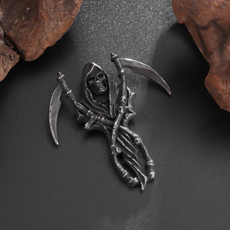 Ciondolo di Halloween con teschio e falce della morte, collana per ragazzi alla moda