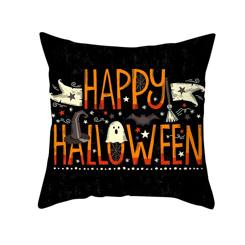 New Nordic Halloween Throw Pillow Cover Black Letter Print Sofa Cushion Cover Cushion Cover Home
