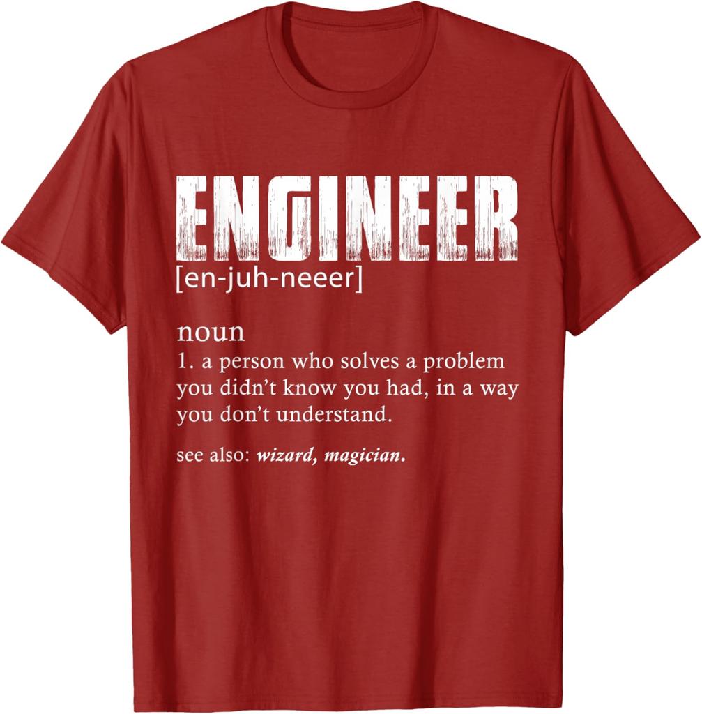 Engineer Definition Funny Noun T Shirt Soft Cotton Graphic Tee for Men Casual Sports