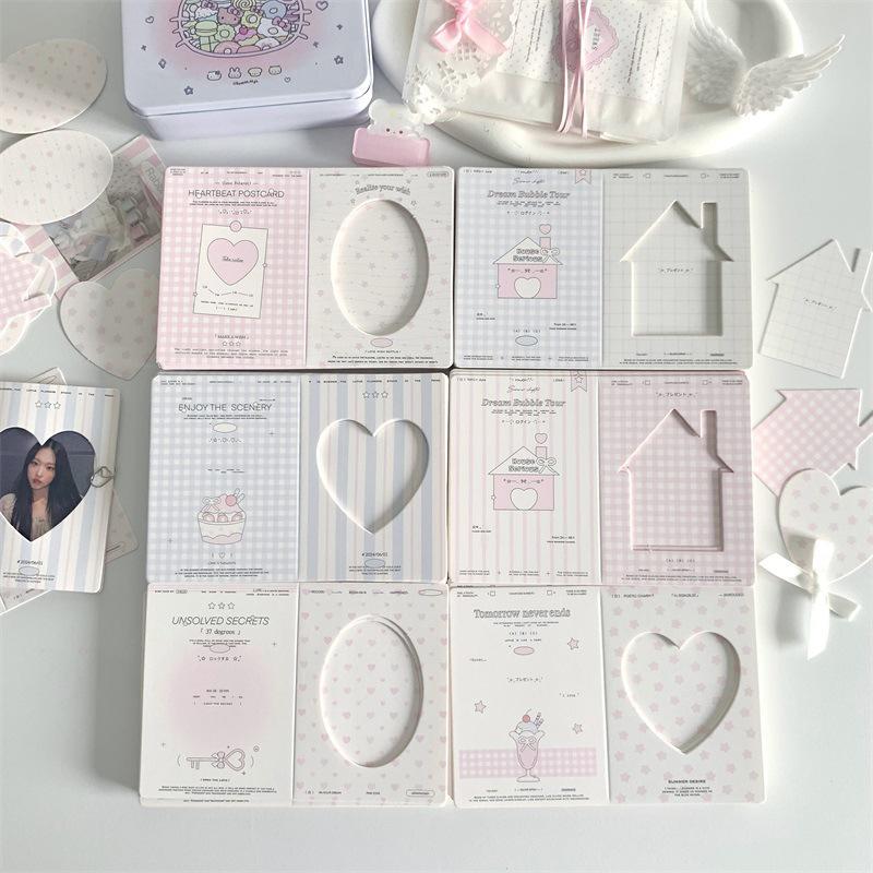 10Pcs/Pack Hollow Window Folding Back Card Kpop 3 Inch Photocard Holder Diy Small Card Decorative Packaging Material